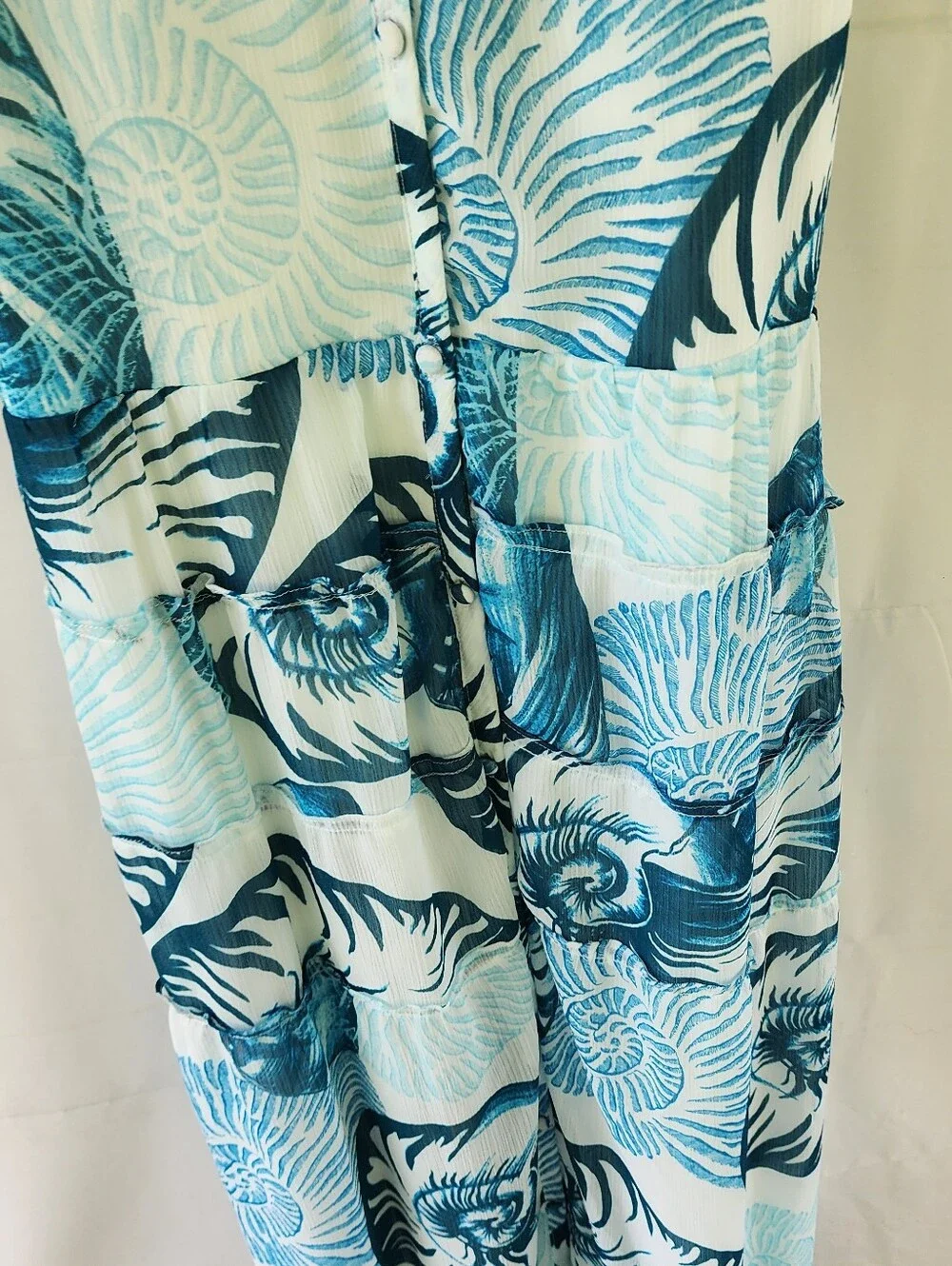 White House Black Market Teal and Aqua Shell-Print Maxi Dress